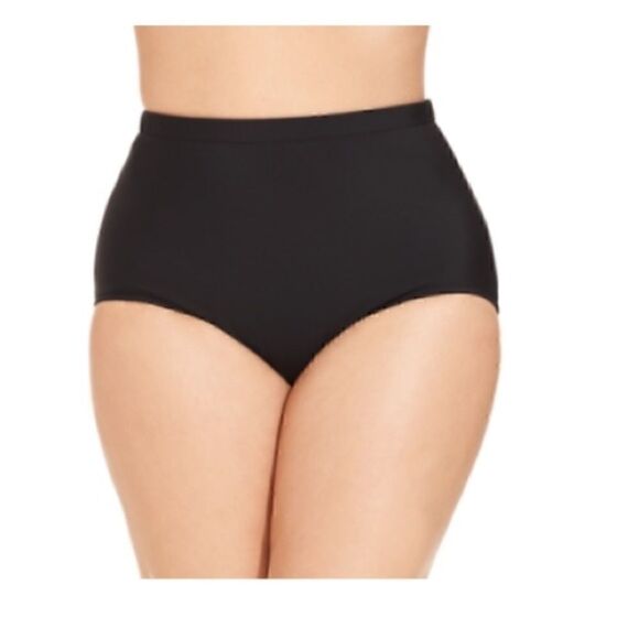 New Swim Solutions Plus Size Mid-Rise Tummy-Control Swim Bottoms Black Size 24W - Picture 3 of 14